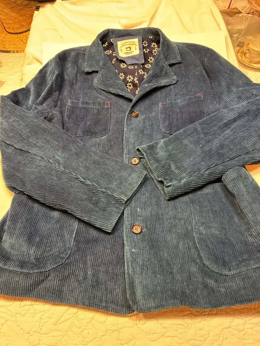 Badbowl Studio Authentic Handcrafted Indigo Corduroy Chore Jacket